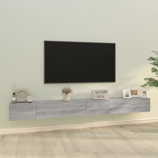 Set Mobili Porta TV 3 pz Grigio Sonoma in Legno Multistrato