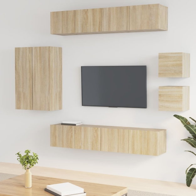 Set Mobili Porta TV 8pz Rovere Sonoma in Legno Multistrato