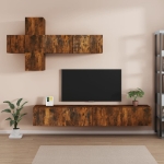 Set di Mobili Porta TV 7 pz Rovere Fumo in Legno Multistrato