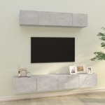 Set di Mobili Porta TV 4 pz Grigio Cemento in Legno Multistrato