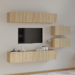 Set di Mobili Porta TV 6 pz Rovere Sonoma in Legno Multistrato