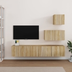 Set di Mobili Porta TV 4 pz Rovere Sonoma in Legno Multistrato