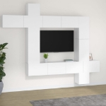 Set Mobili Porta TV 9 pz Bianco in Legno Multistrato