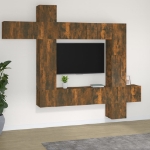 Set di Mobili Porta TV 9 pz Rovere Fumo in Legno Multistrato