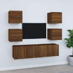 Set Mobili Porta TV 6 pz Rovere Marrone in Legno Multistrato