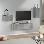 Set di Mobili Porta TV 4 pz Grigio Sonoma in Legno Multistrato