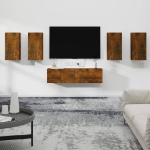 Set di Mobili Porta TV 6 pz Rovere Fumo in Legno Multistrato