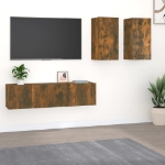 Set di Mobili Porta TV 4 pz Rovere Fumo in Legno Multistrato