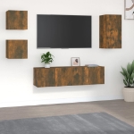 Set di Mobili Porta TV 5 pz Rovere Fumo in Legno Multistrato