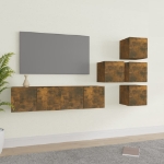 Set di Mobili Porta TV 6 pz Rovere Fumo in Legno Multistrato