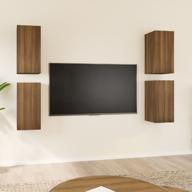 Mobili TV 4 pz Rovere Marrone 30,5x30x60 cm Legno Multistrato