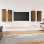 Mobili TV 4 pz Rovere Marrone 30,5x30x90 cm Legno Multistrato