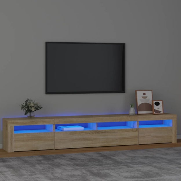 Mobile Porta TV con Luci LED Rovere Sonoma