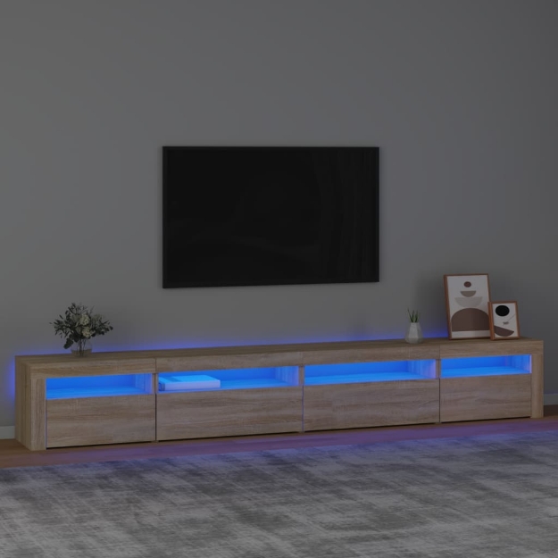 Mobile Porta TV con Luci LED Rovere Sonoma 270x35x40 cm