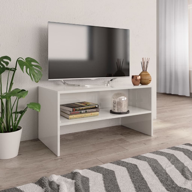 Mobile TV Bianco Lucido 80x40x40 cm in Truciolato