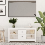 Mobile Porta TV Bianco 103x36,5x52 cm in Legno Massello di Pino