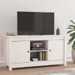 Mobile Porta TV Bianco 103x36,5x52 cm in Legno Massello di Pino