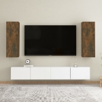 Mobili TV 2 pz Rovere Fumo 30,5x30x90cm in Legno Ingegnerizzato