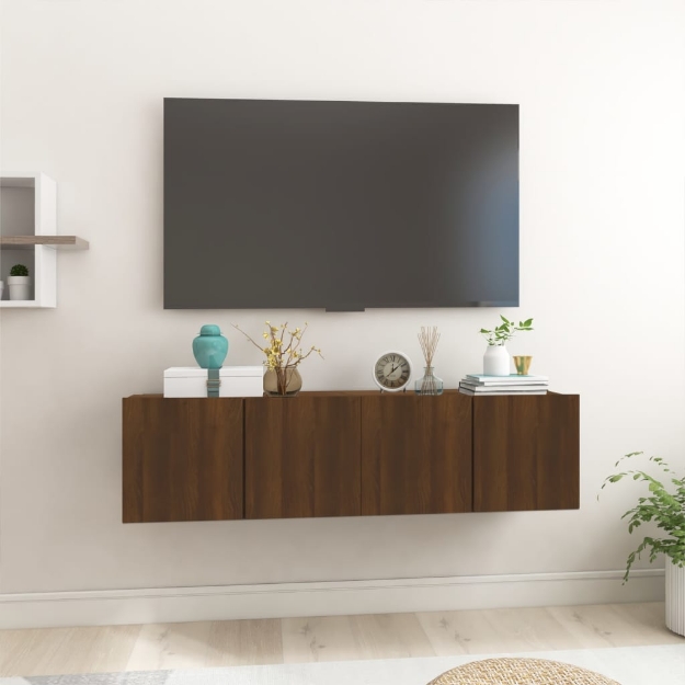 Mobile TV Pensile Rovere Marrone 2pz 60x30x30 Legno Multistrato