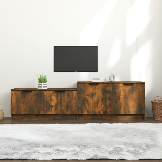 Mobile TV Rovere Fumo 158,5x36x45 cm in Legno Multistrato