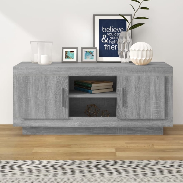 Mobile TV Grigio Sonoma 102x35x45 cm in Legno Multistrato