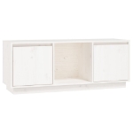 Mobile Porta TV Bianco 110,5x35x44 cm in Legno Massello di Pino