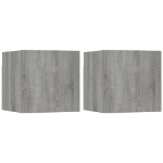 Armadietti TV Montati a Parete 2pz Grigio Sonoma 30,5x30x30 cm