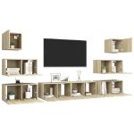 Set Porta TV 8 pz Rovere Sonoma in Truciolato