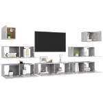 Set Porta TV 7 pz Grigio Cemento in Truciolato