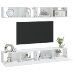 Mobili Porta TV a Parete 4 pz Bianco Lucido 100x30x30 cm