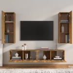 Set di Mobili Porta TV 4 pz Rovere Fumo in Legno Multistrato