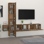 Set di Mobili Porta TV 5 pz Rovere Fumo in Legno Multistrato