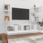 Set di Mobili Porta TV 6 pz Bianco in Legno Multistrato