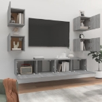 Set di Mobili Porta TV 6 pz Grigio Sonoma in Legno Multistrato