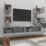 Set di Mobili Porta TV 6 pz Grigio Sonoma in Legno Multistrato