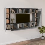 Set Mobili Porta TV 8pz Grigio Cemento in Legno Multistrato