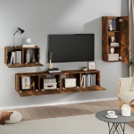 Set di Mobili Porta TV 4 pz Rovere Fumo in Legno Multistrato