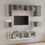 Set Mobili Porta TV 8pz Grigio Cemento in Legno Multistrato