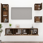 Set Mobili Porta TV 5 pz Rovere Marrone in Legno Multistrato