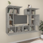 Set di Mobili Porta TV 6 pz Grigio Cemento in Legno Multistrato