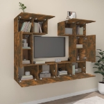 Set di Mobili Porta TV 6 pz Rovere Fumo in Legno Multistrato