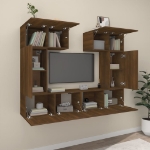 Set Mobili Porta TV 6 pz Rovere Marrone in Legno Multistrato