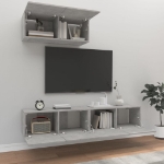 Set di Mobili Porta TV 3 pz Grigio Cemento in Legno Multistrato