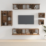 Set Mobili Porta TV 8 pz Rovere Fumo in Legno Multistrato