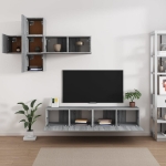 Set di Mobili Porta TV 7 pz Grigio Sonoma in Legno Multistrato