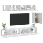 Set di Mobili Porta TV 6 pz Bianco in Legno Multistrato