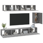 Set di Mobili Porta TV 6 pz Grigio Sonoma in Legno Multistrato