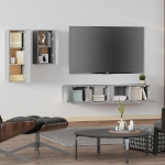 Set di Mobili Porta TV 4 pz Grigio Sonoma in Legno Multistrato