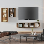 Set Mobili Porta TV 4 pz Rovere Marrone in Legno Multistrato