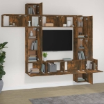 Set di Mobili Porta TV 9 pz Rovere Fumo in Legno Multistrato